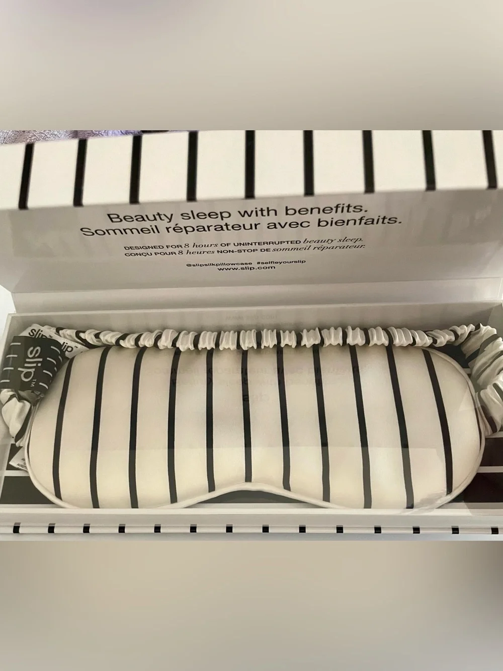 Slip: Poolside Sleep Mask in Black & White Stripes